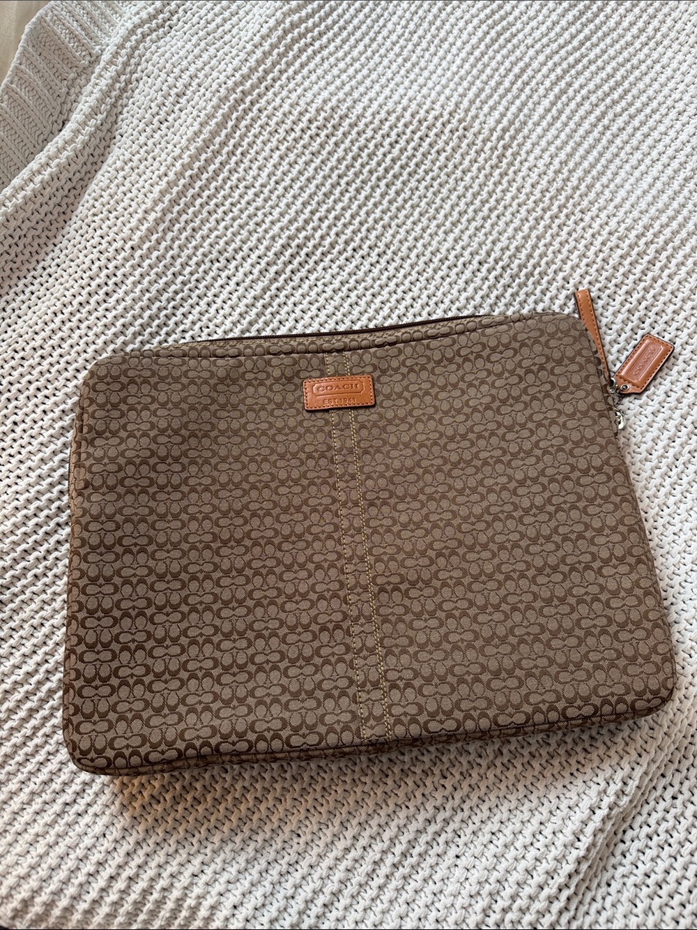Coach Brown Signature Canvas Laptop Sleeve